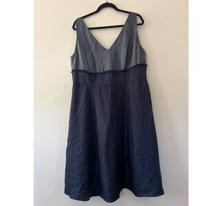 Adriana Papell Tiered Blue Shimmer Sleeveless Plus Size Zip bk Full Skirt Sz 18